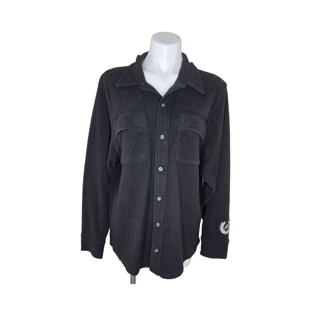 VS PINK Reverse Fleece Shacket Oversized Fit Black/White Size Medium